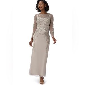 NWT Adrianna Papell Women's Beaded Long Dress